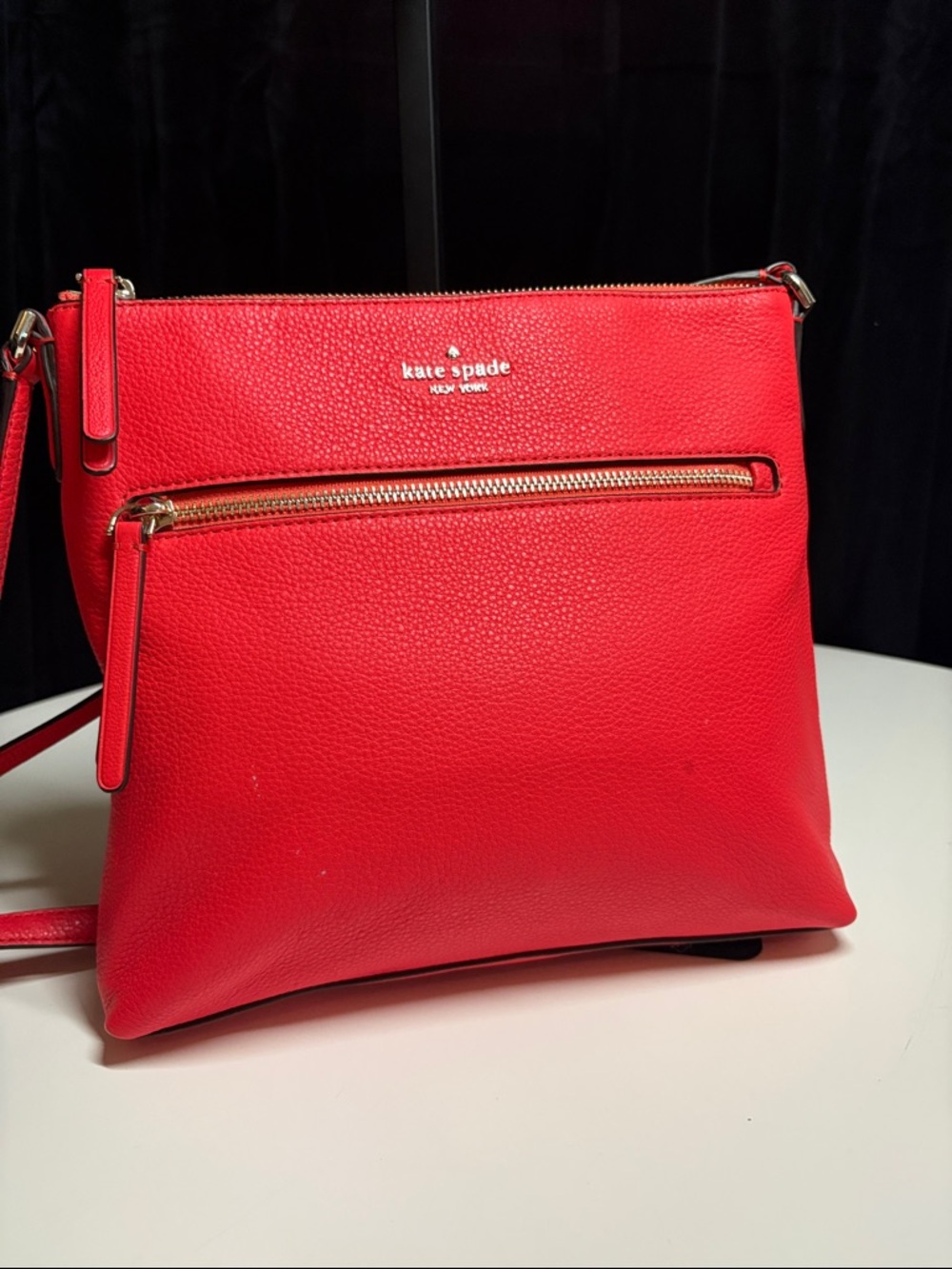 kate spade Red Pebbled Leather Crossbody Bag